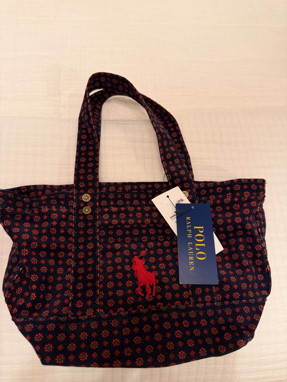 Polo by Ralph Lauren Navy Tote with Red Pony Embroidery